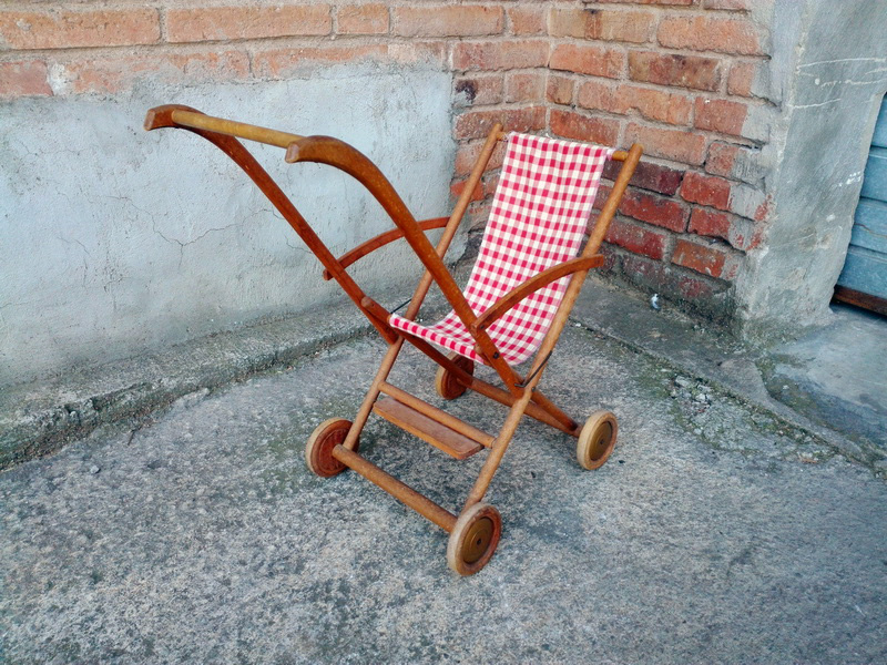 cochecito mu§eca juguete infantil madera tela 25-46-57x56x27.5 1u